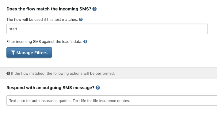 Features ai sms flows start